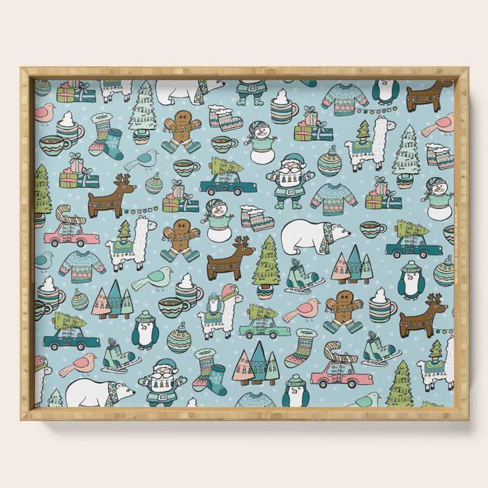 Whimsical Christmas, Sweater Weather, Fa La La La La, Holly Jolly, Holiday Print, Tis The Season Serving Tray Gallery Image 1