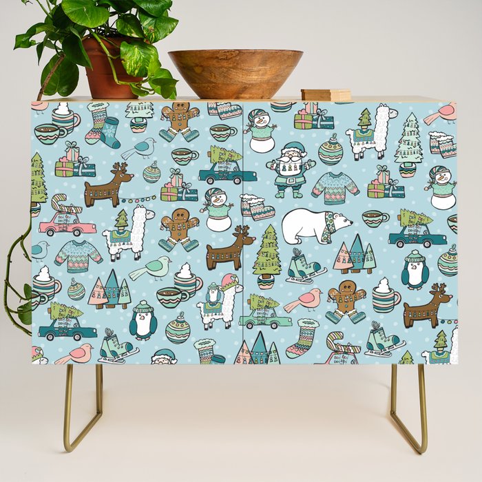 Whimsical Christmas, Sweater Weather, Fa La La La La, Holly Jolly, Holiday Print, Tis The Season Credenza Gallery Image 1