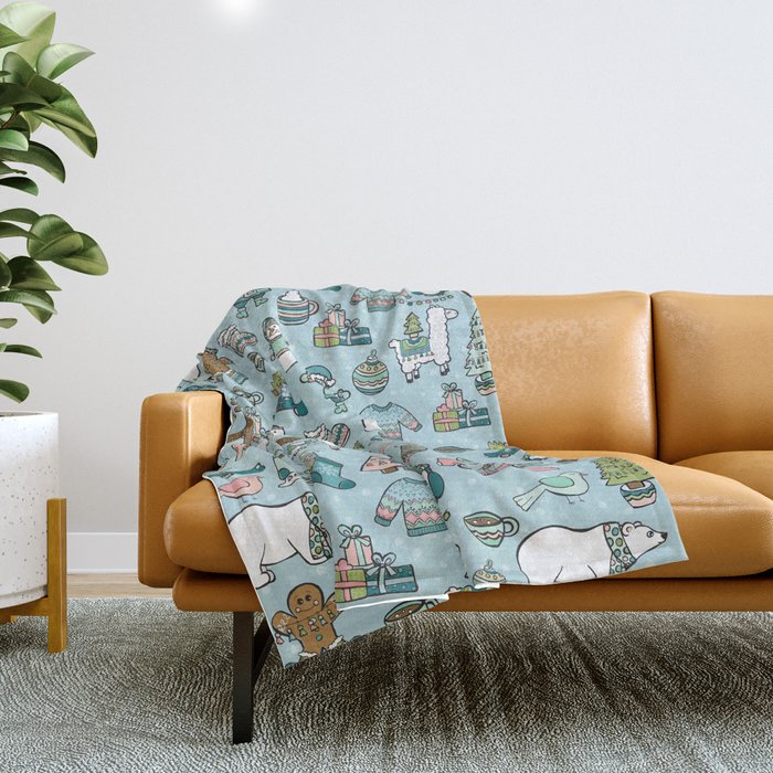 Whimsical Christmas, Sweater Weather, Fa La La La La, Holly Jolly, Holiday Print, Tis The Season Throw Blanket