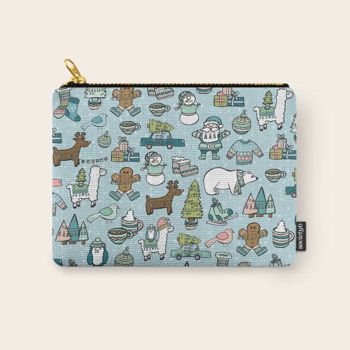 Whimsical Christmas, Sweater Weather, Fa La La La La, Holly Jolly, Holiday Print, Tis The Season Carry All Pouch Gallery Image 1