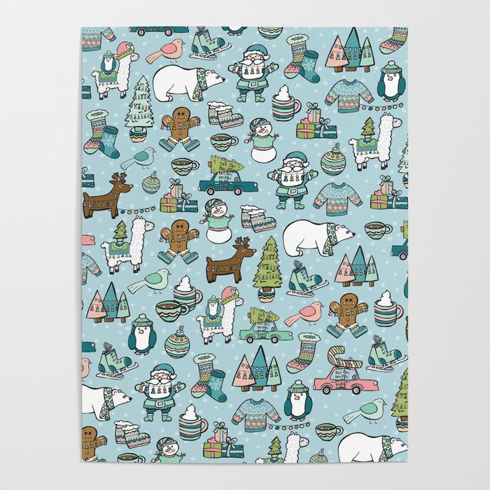 Whimsical Christmas, Sweater Weather, Fa La La La La, Holly Jolly, Holiday Print, Tis The Season Poster Gallery Image 1