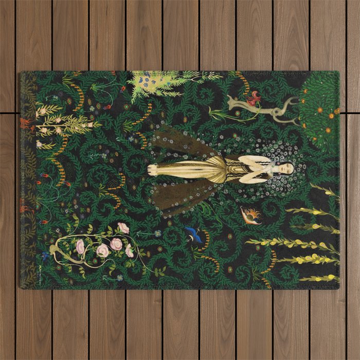 1921 Classical Masterpiece 'Flowers and Flames' by Kay Nielsen Outdoor Rug Gallery Image 1