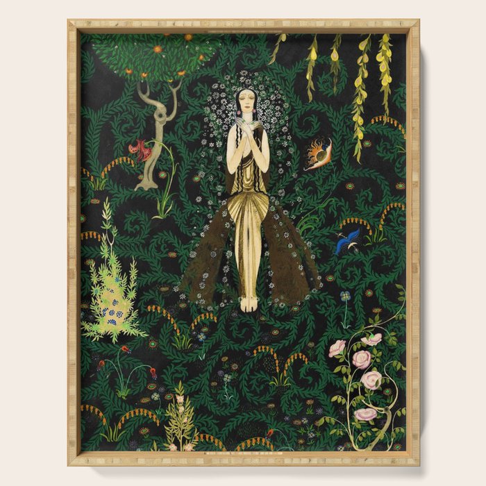 1921 Classical Masterpiece 'Flowers and Flames' by Kay Nielsen Serving Tray Gallery Image 1