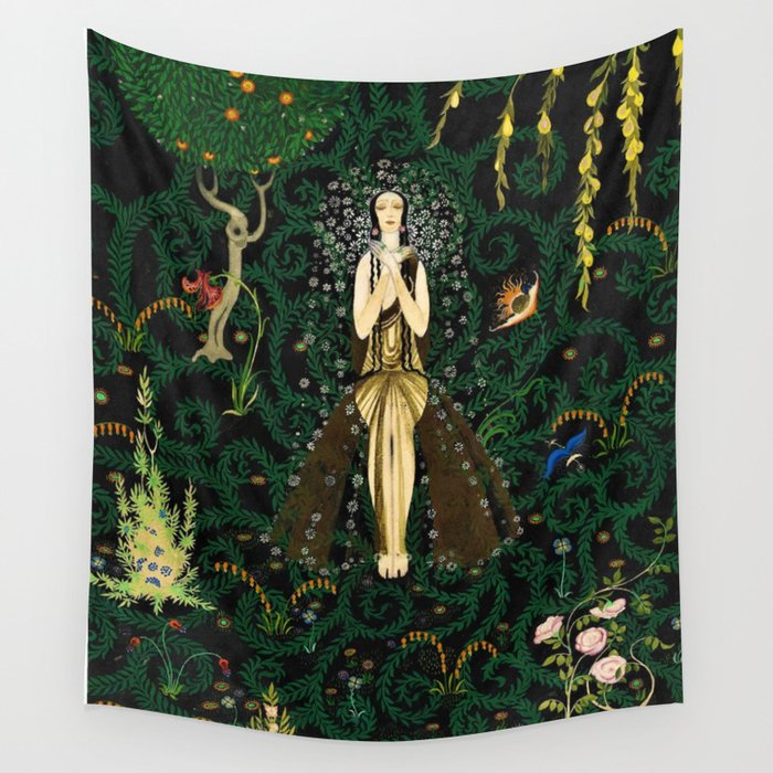 1921 Classical Masterpiece 'Flowers and Flames' by Kay Nielsen Wall Tapestry Gallery Image 4