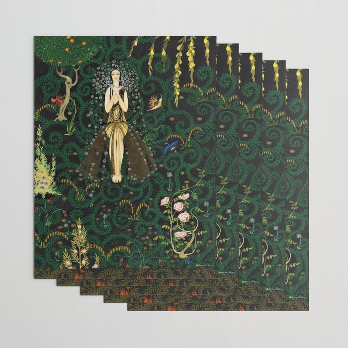 1921 Classical Masterpiece 'Flowers and Flames' by Kay Nielsen Wrapping Paper Gallery Image 3