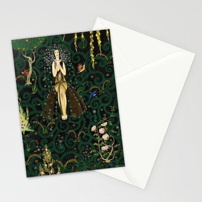 1921 Classical Masterpiece 'Flowers and Flames' by Kay Nielsen Stationery Card Gallery Image 2