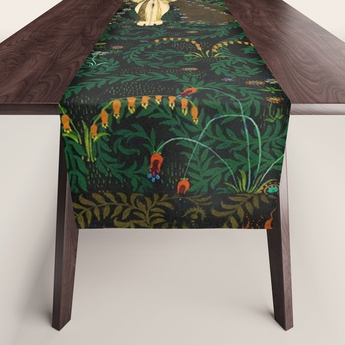 1921 Classical Masterpiece 'Flowers and Flames' by Kay Nielsen Table Runner Gallery Image 1