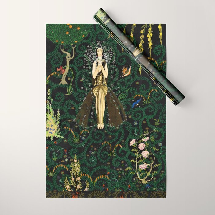 1921 Classical Masterpiece 'Flowers and Flames' by Kay Nielsen Wrapping Paper Gallery Image 1