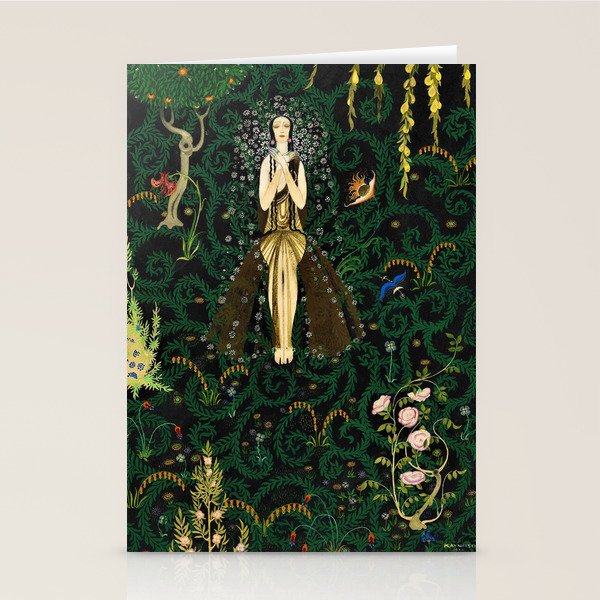 1921 Classical Masterpiece 'Flowers and Flames' by Kay Nielsen Stationery Card Gallery Image 2