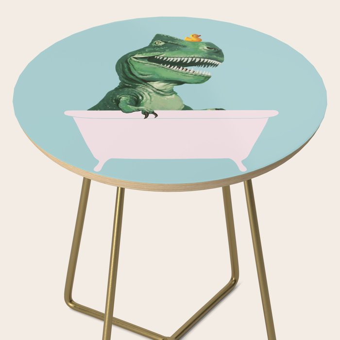 Playful T-Rex in Bathtub in Green Side Table Gallery Image 2