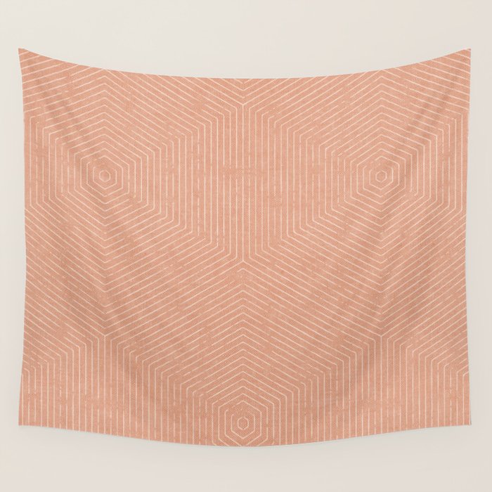 boho hexagon stripes - peach Wall Tapestry Gallery Image 4