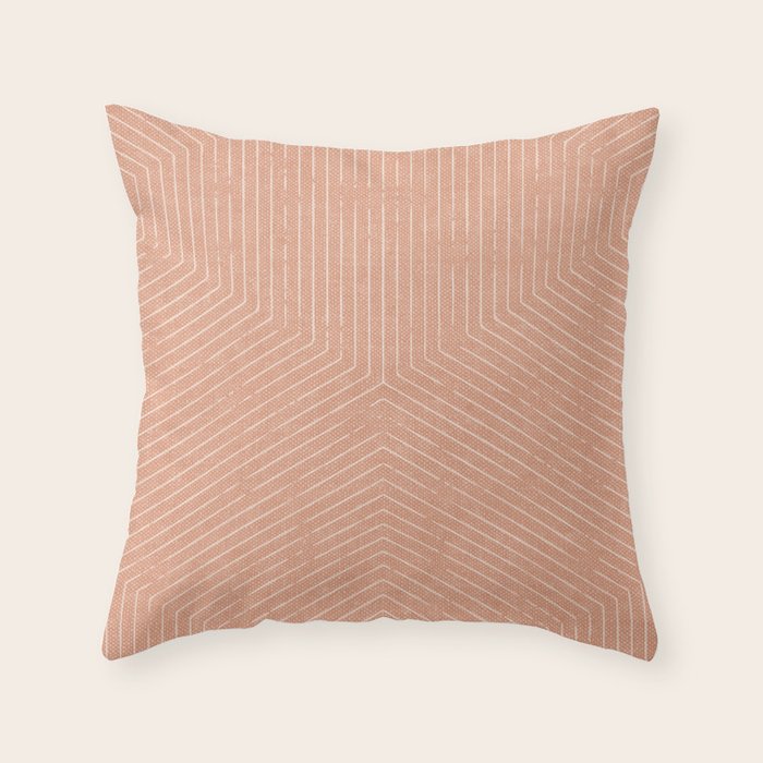 boho hexagon stripes - peach Throw Pillow Gallery Image 6