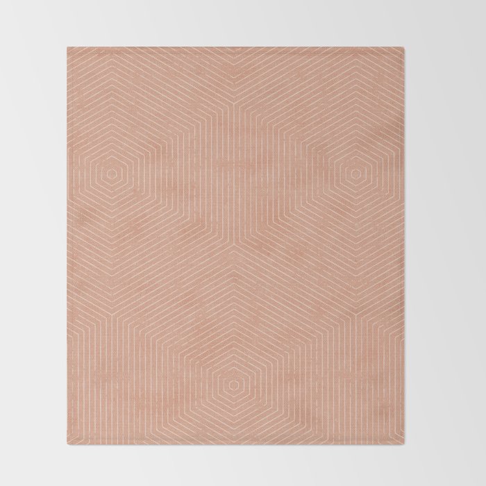 boho hexagon stripes - peach Throw Blanket Gallery Image 2