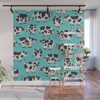 Cow Collection - Turquoise Wall Mural Gallery Image 1