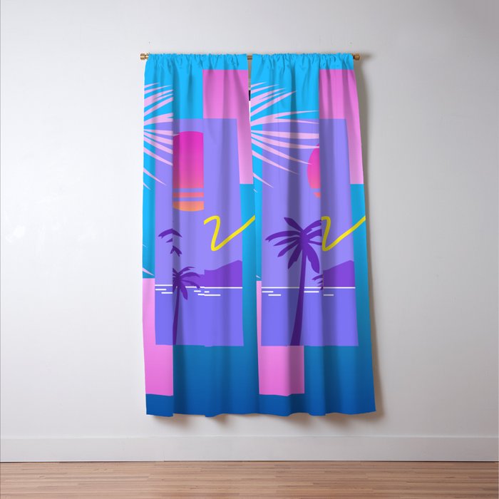 Memphis pattern 80 - 80s / 90s Retro / summer palm tree Window Curtain Gallery Image 3