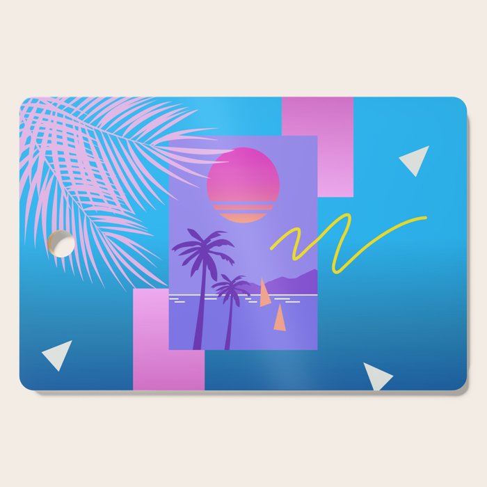 Memphis pattern 80 - 80s / 90s Retro / summer palm tree Cutting Board Gallery Image 1