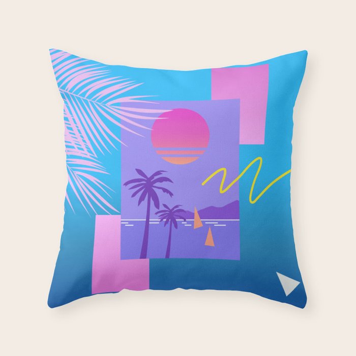 Memphis pattern 80 - 80s / 90s Retro / summer palm tree Throw Pillow Gallery Image 6