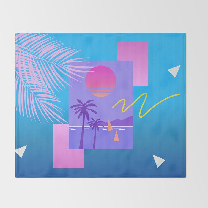 Memphis pattern 80 - 80s / 90s Retro / summer palm tree Throw Blanket Gallery Image 2