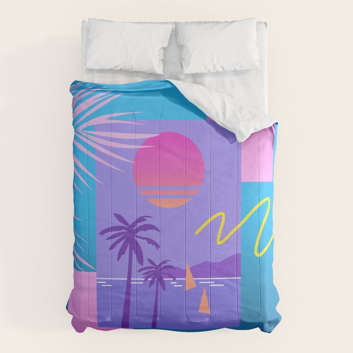 Memphis pattern 80 - 80s / 90s Retro / summer palm tree Comforter Gallery Image 1