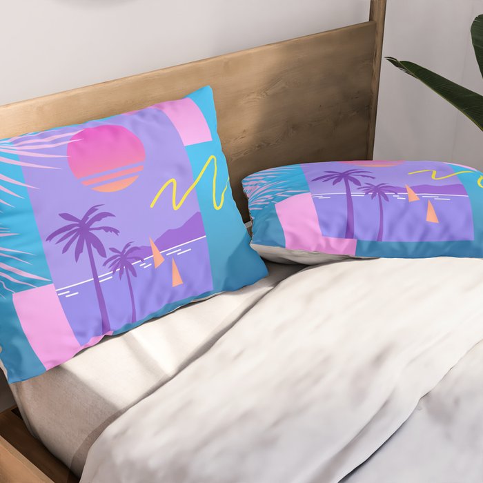 Memphis pattern 80 - 80s / 90s Retro / summer palm tree Pillow Sham Gallery Image 2