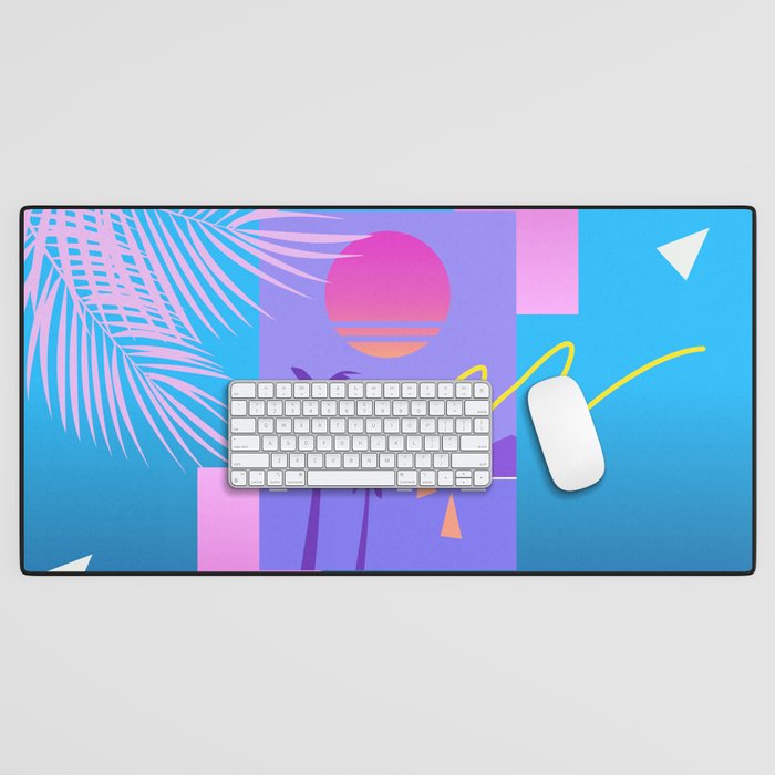 Memphis pattern 80 - 80s / 90s Retro / summer palm tree Desk Mat Gallery Image 1