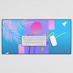 Memphis pattern 80 - 80s / 90s Retro / summer palm tree Desk Mat Gallery Image 1
