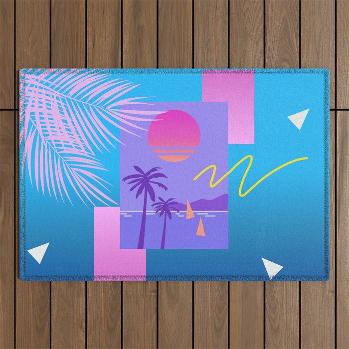 Memphis pattern 80 - 80s / 90s Retro / summer palm tree Outdoor Rug Gallery Image 1