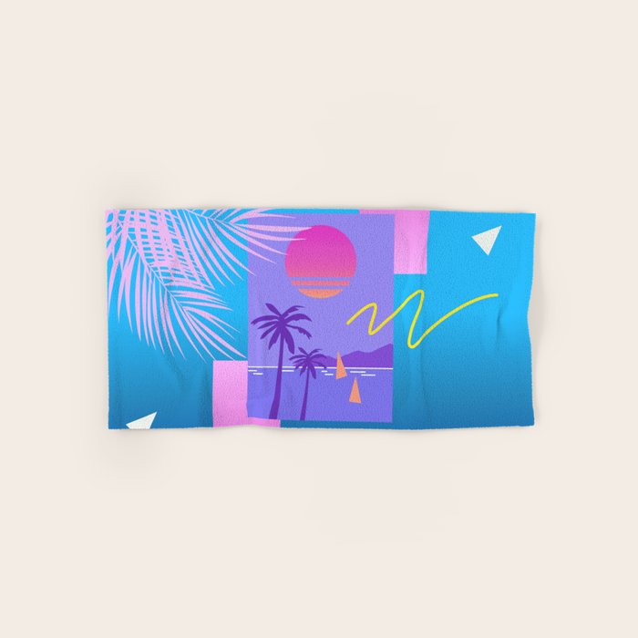 Memphis pattern 80 - 80s / 90s Retro / summer palm tree Bath Towel Gallery Image 1