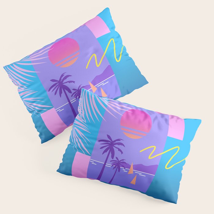 Memphis pattern 80 - 80s / 90s Retro / summer palm tree Pillow Sham Gallery Image 3