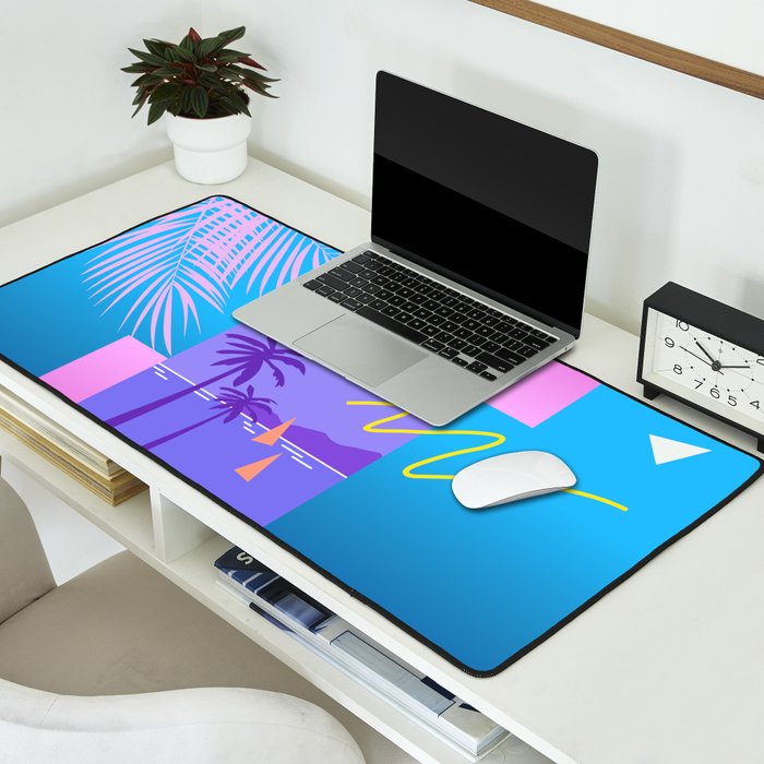 Memphis pattern 80 - 80s / 90s Retro / summer palm tree Desk Mat Gallery Image 2