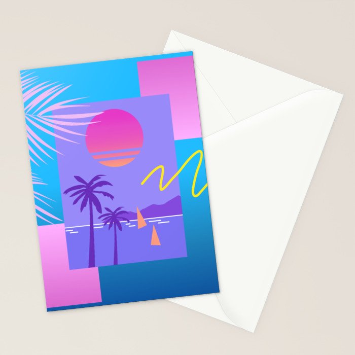 Memphis pattern 80 - 80s / 90s Retro / summer palm tree Stationery Card Gallery Image 2