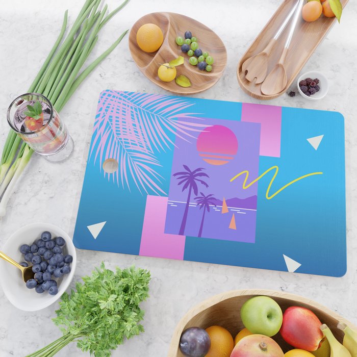 Memphis pattern 80 - 80s / 90s Retro / summer palm tree Cutting Board Gallery Image 2