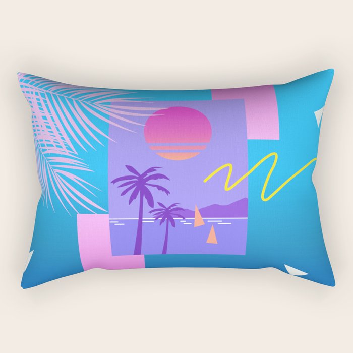 Memphis pattern 80 - 80s / 90s Retro / summer palm tree Rectangular Pillow Gallery Image 2