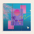 Memphis pattern 80 - 80s / 90s Retro / summer palm tree Wood Wall Art Gallery Image 1