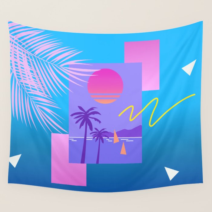Memphis pattern 80 - 80s / 90s Retro / summer palm tree Wall Tapestry Gallery Image 4
