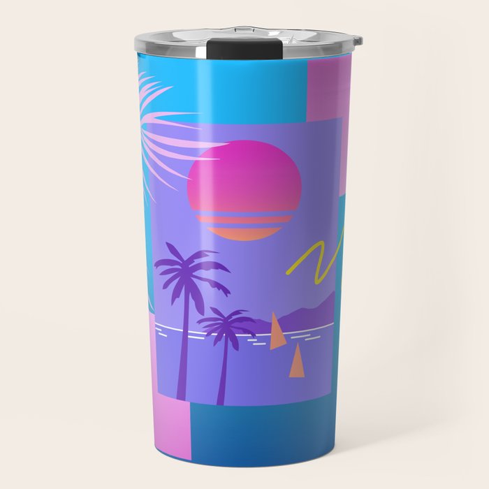 Memphis pattern 80 - 80s / 90s Retro / summer palm tree Travel Mug Gallery Image 1
