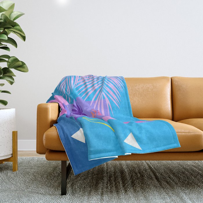 Memphis pattern 80 - 80s / 90s Retro / summer palm tree Throw Blanket Gallery Image 1