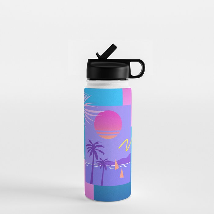 Memphis pattern 80 - 80s / 90s Retro / summer palm tree Water Bottle Gallery Image 1