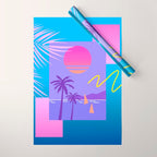 Memphis pattern 80 - 80s / 90s Retro / summer palm tree Wrapping Paper Gallery Image 1