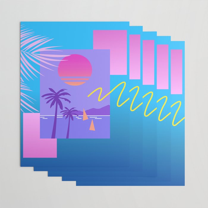 Memphis pattern 80 - 80s / 90s Retro / summer palm tree Wrapping Paper Gallery Image 3