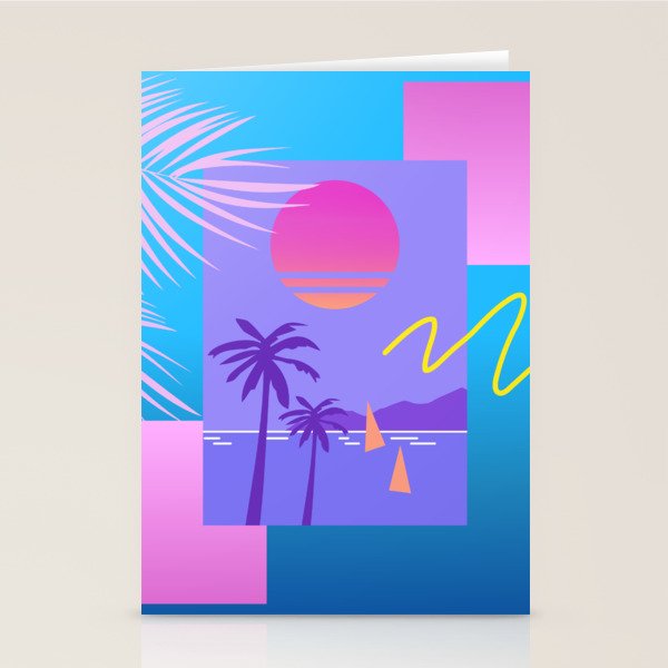 Memphis pattern 80 - 80s / 90s Retro / summer palm tree Stationery Card Gallery Image 1