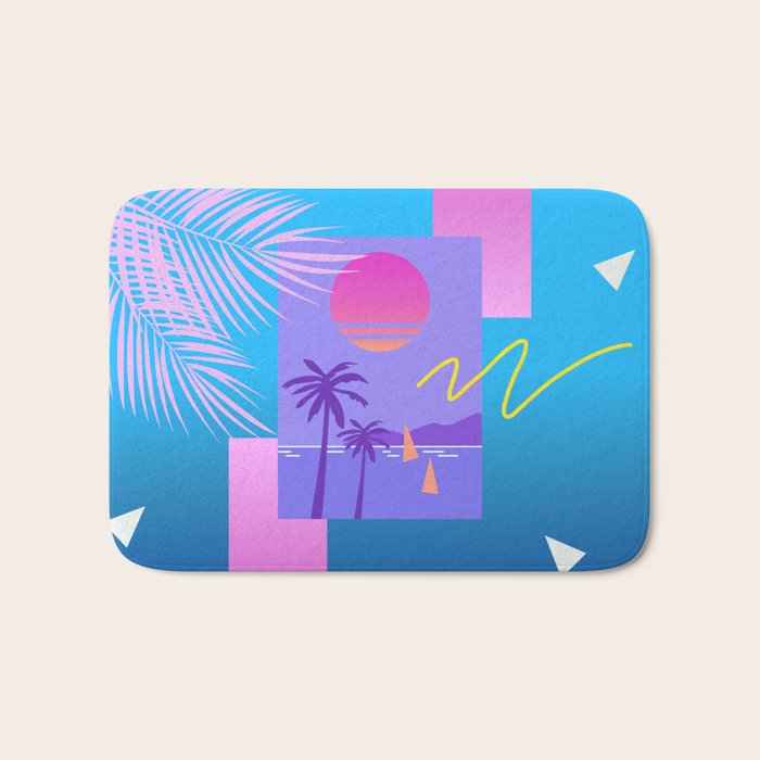 Memphis pattern 80 - 80s / 90s Retro / summer palm tree Bath Mat Gallery Image 1