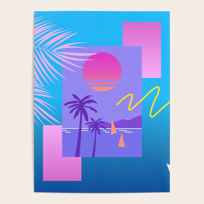 Memphis pattern 80 - 80s / 90s Retro / summer palm tree Poster Gallery Image 1