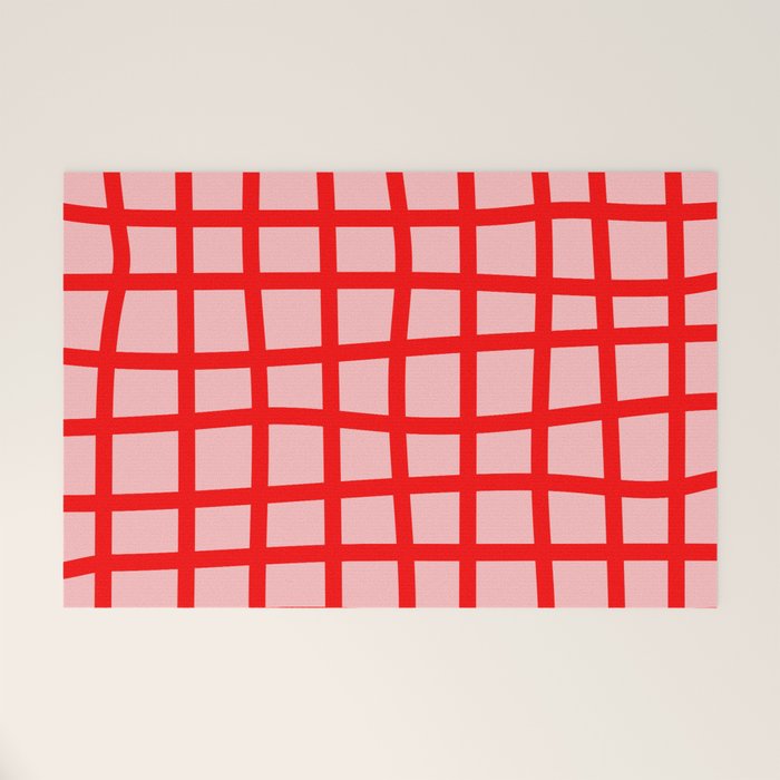 Abstract Plaid red Welcome Mat Gallery Image 1