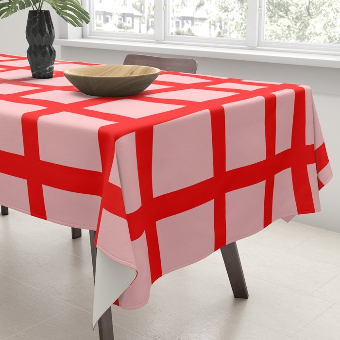 Abstract Plaid red Tablecloth Gallery Image 3