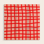 Abstract Plaid red Wood Wall Art Gallery Image 1