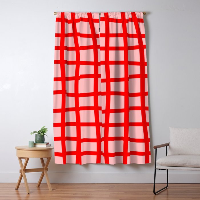 Abstract Plaid red Window Curtain Gallery Image 1