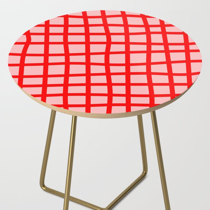 Abstract Plaid red Side Table Gallery Image 2