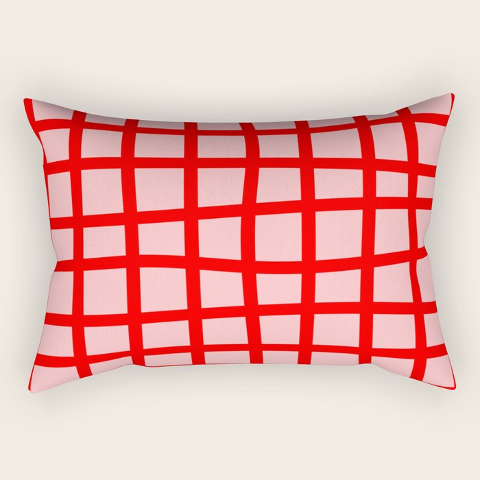 Abstract Plaid red Rectangular Pillow Gallery Image 2