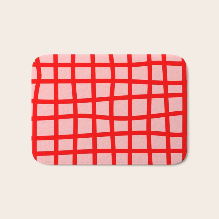 Abstract Plaid red Bath Mat Gallery Image 1